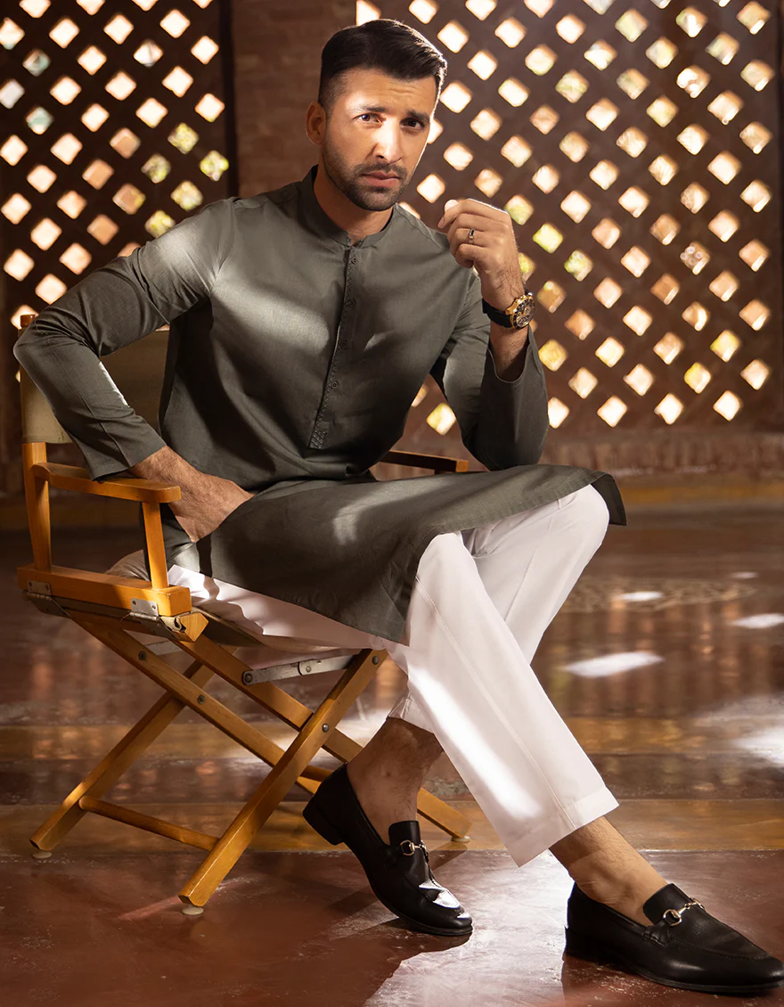 DARK OLIVE COTTON KURTA | JJK-A-US-44016/S22/JJ7574-SF - Image 5