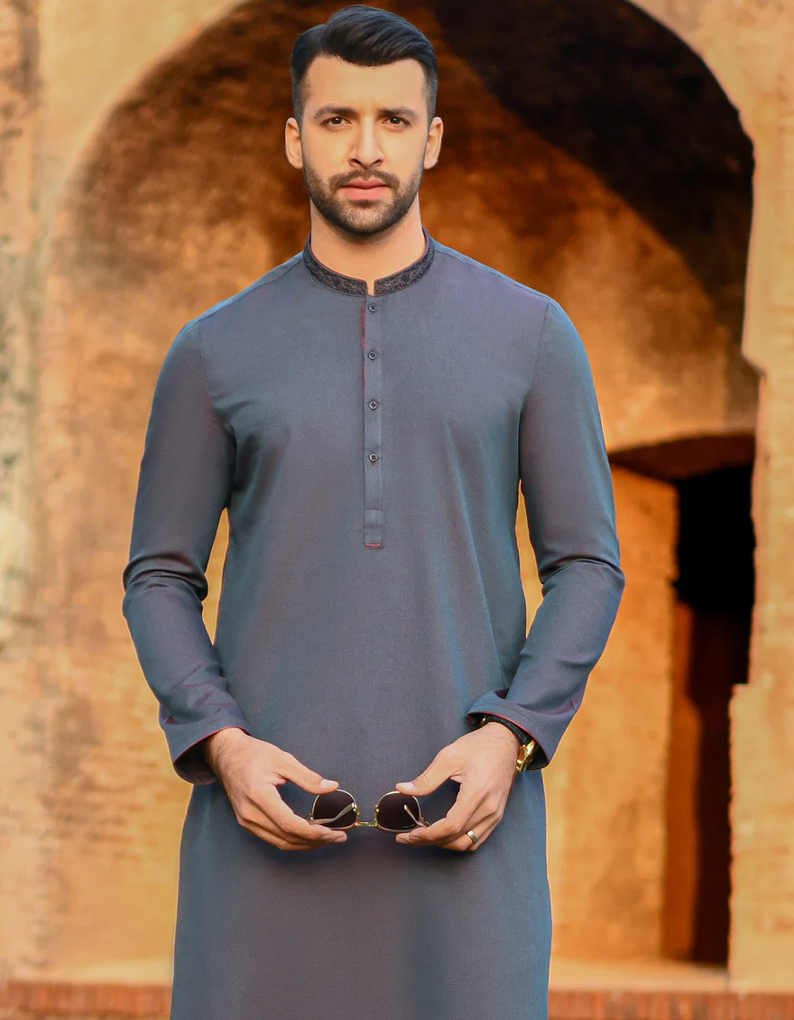 PRUSSIAN BLUE BLENDED KURTA | JJK-A-US-44039/S22/JJ8165-SF - Image 5