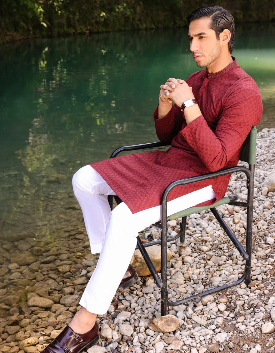 MAROON COTTON KURTA | JJK-A-US-47023/S23/JJ8714-FL - Image 5