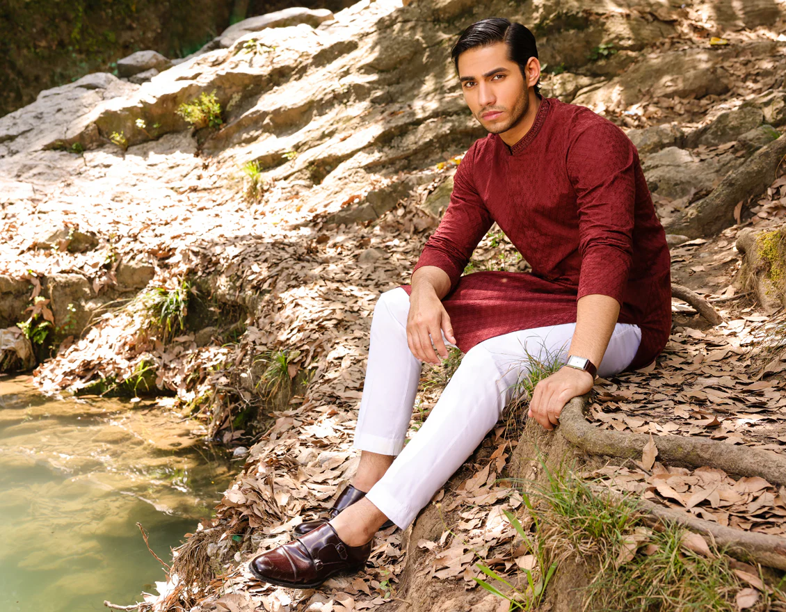 MAROON COTTON KURTA | JJK-A-US-47023/S23/JJ8714-FL - Image 6