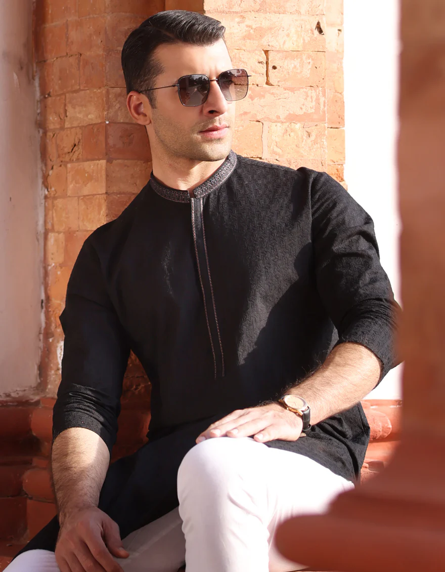 BLACK COTTON KURTA | JJK-A-US-47041/S23/JJ8714-FL - Image 2