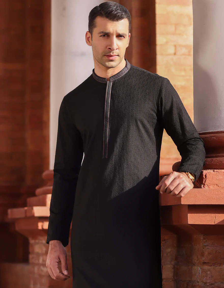 BLACK COTTON KURTA | JJK-A-US-47041/S23/JJ8714-FL - Image 3
