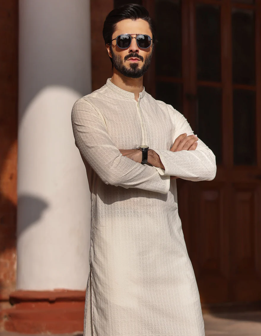 OFF WHITE COTTON KURTA | JJK-A-US-47042/S23/JJ8714-FL - Image 3