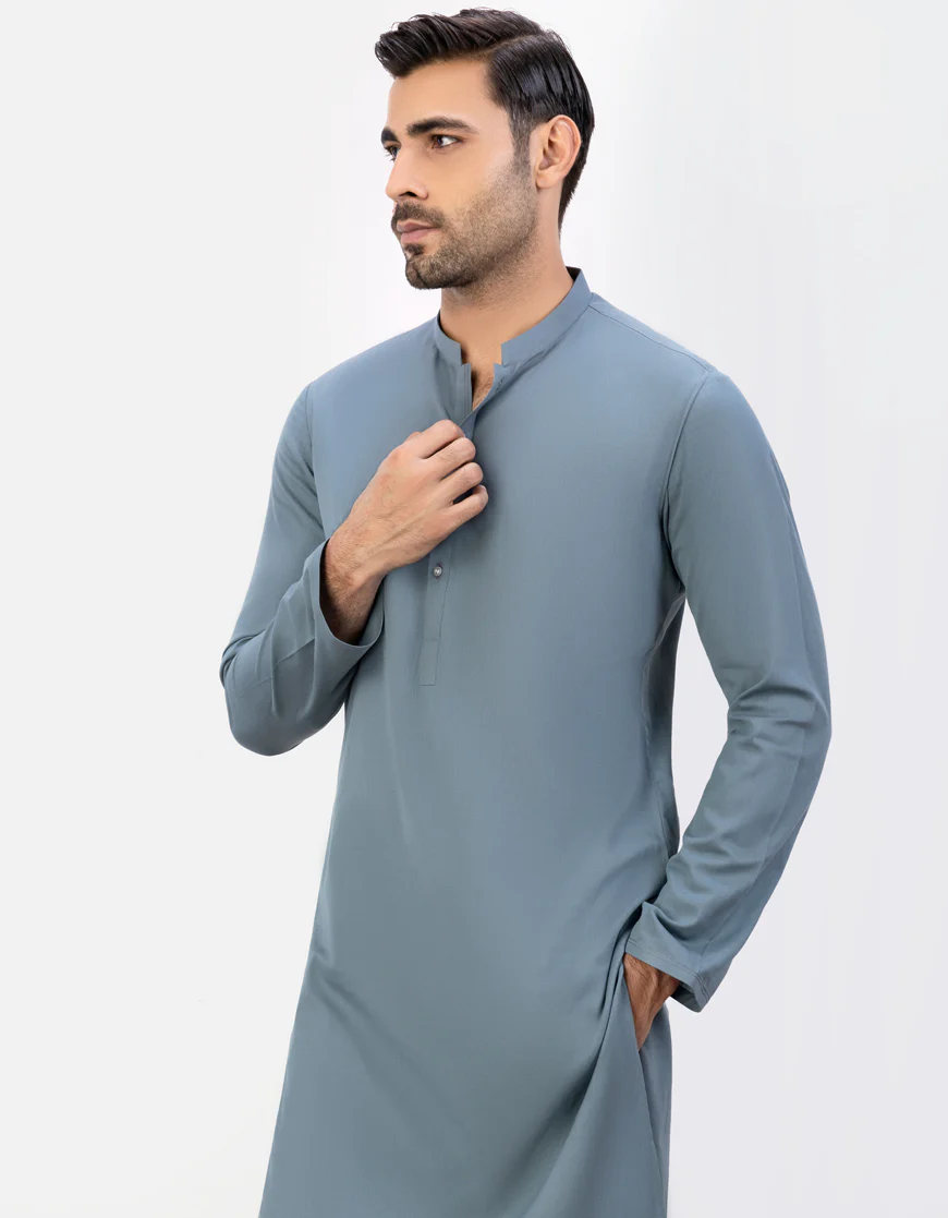 DULL GREY COTTON KURTA | JJK-A-US-47071/S23/DME3224-PN - Image 2