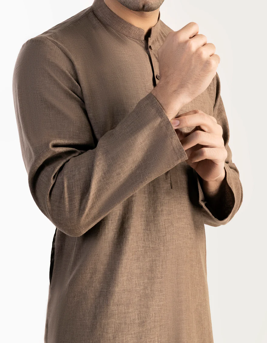 BROWN BLENDED KURTA | JJK-A-US-47075/S23/JJ6530-PN - Image 2