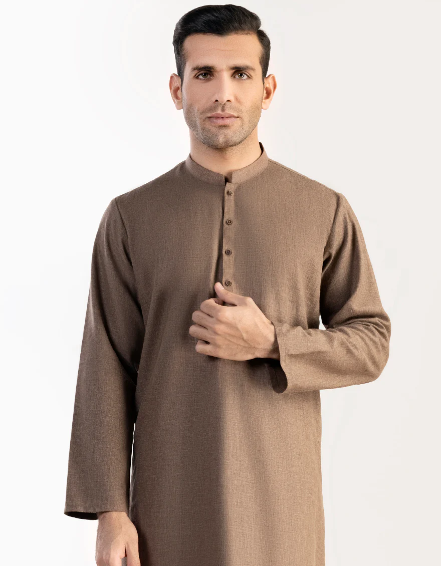 BROWN BLENDED KURTA | JJK-A-US-47075/S23/JJ6530-PN - Image 3