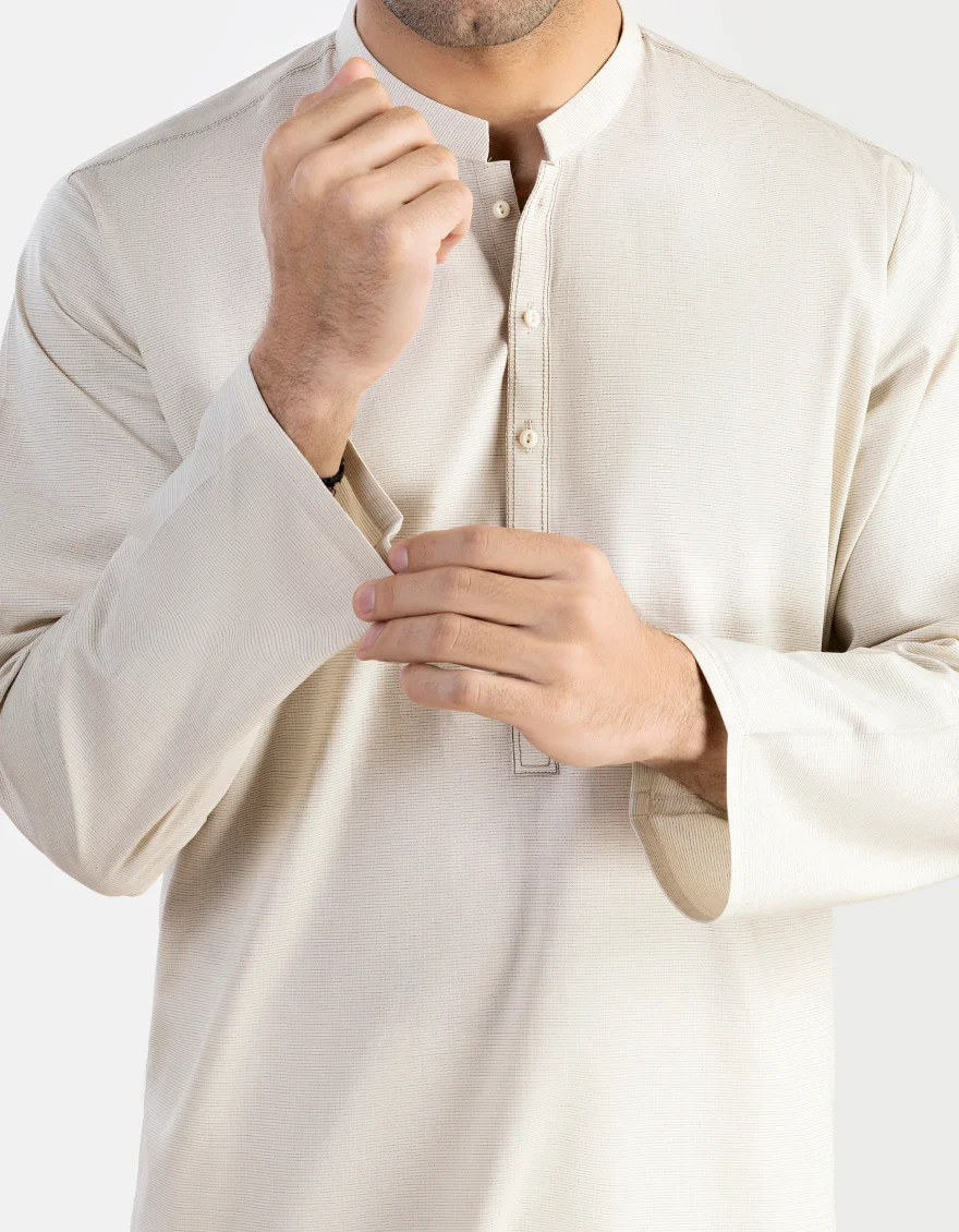 CREAM COTTON KURTA | JJK-A-US-47076/S23/JJ8288-PN - Image 2