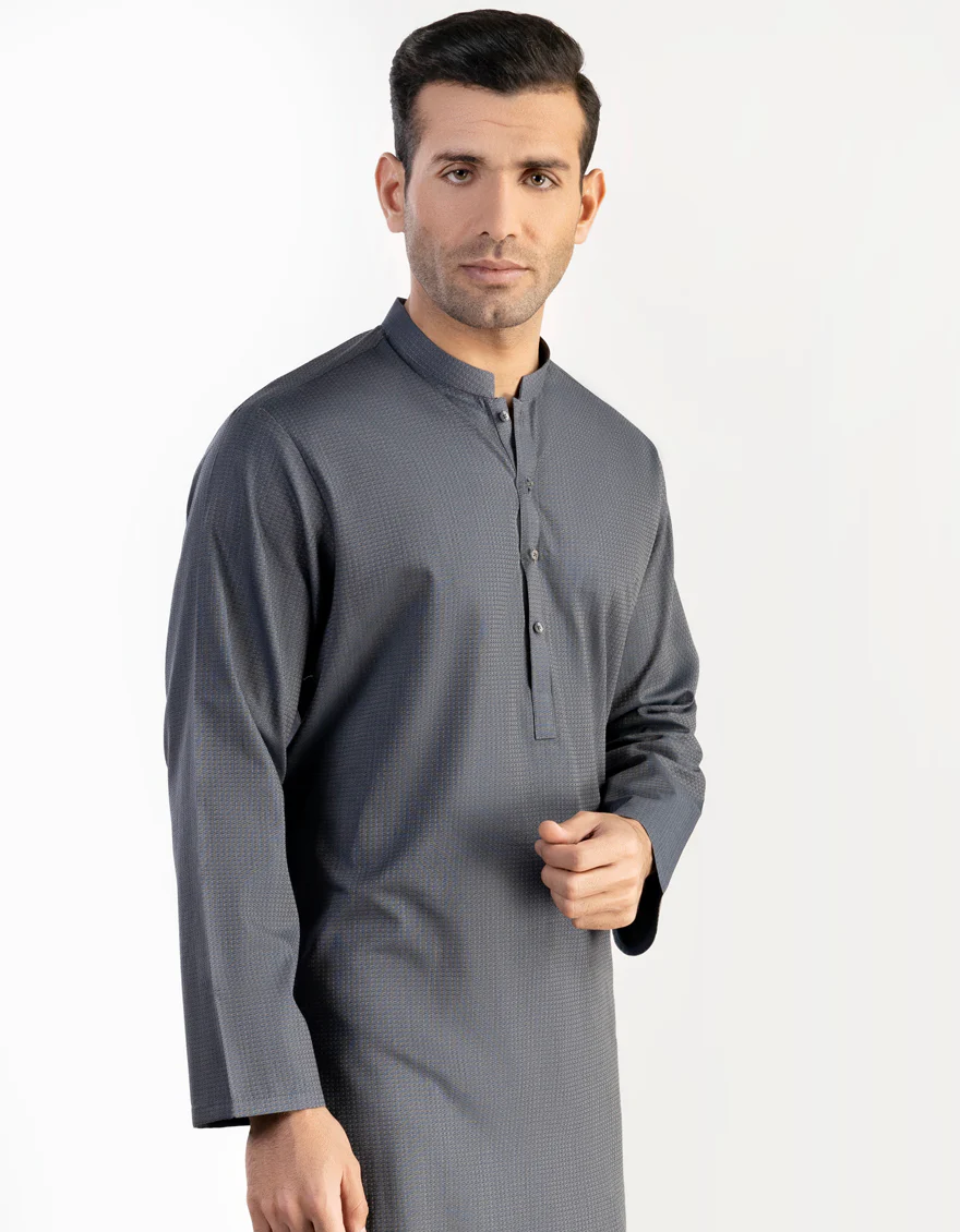 BLUISH GREY COTTON KURTA | JJK-A-US-47080/S23/JJ8674-PN - Image 3