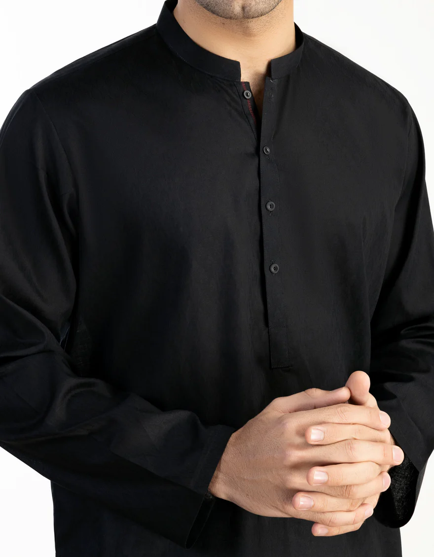 BLACK COTTON KURTA | JJK-A-US-47083/S23/JJ9096-PN - Image 2