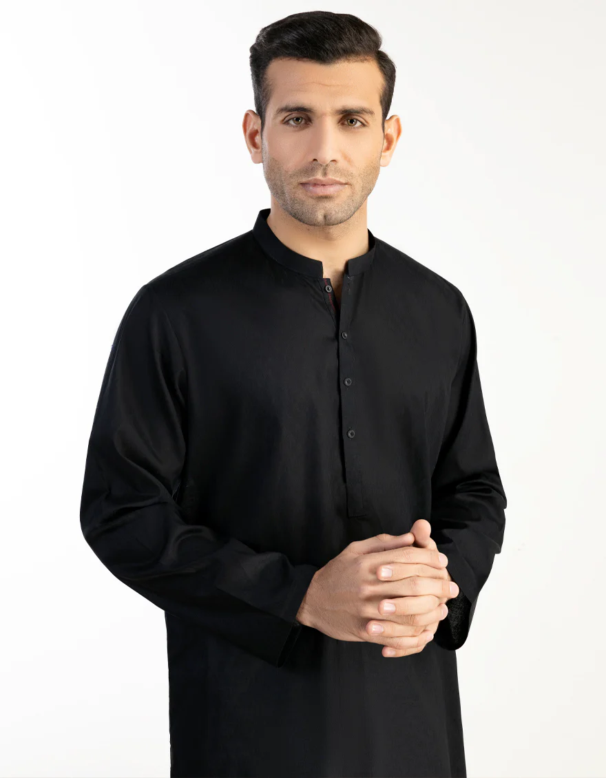 BLACK COTTON KURTA | JJK-A-US-47083/S23/JJ9096-PN - Image 3