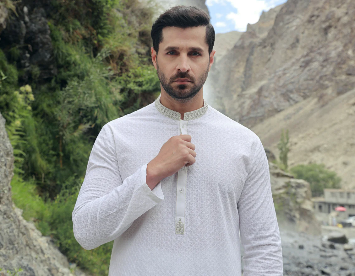 WHITE COTTON KURTA | JJK-A-US-47103/S23/JJ8714-FL - Image 3
