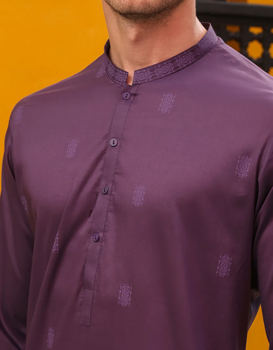 DARK PURPLE COTTON KURTA | JJK-S-32872/S24/JJ8714-SF - Image 2