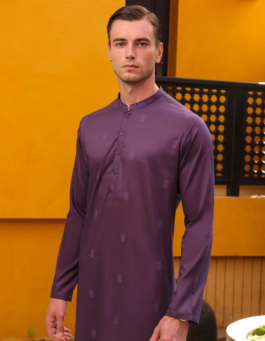DARK PURPLE COTTON KURTA | JJK-S-32872/S24/JJ8714-SF - Image 4