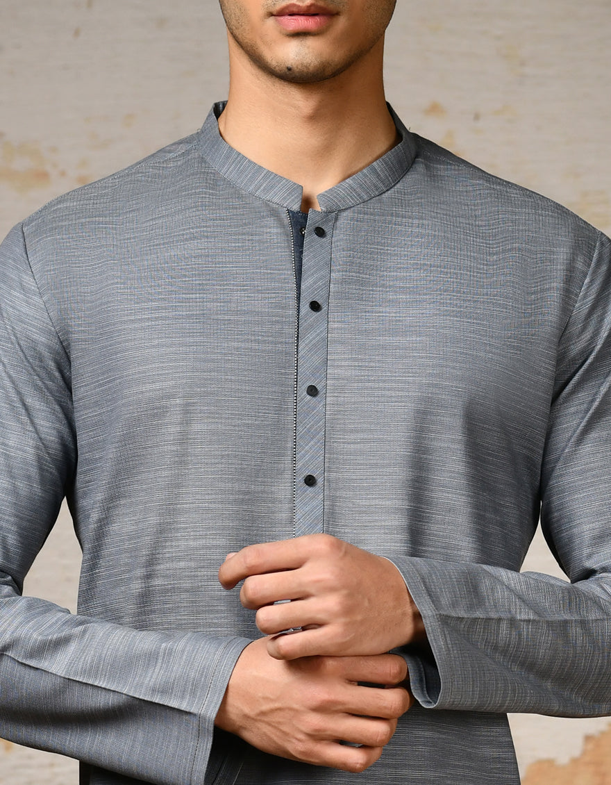 GREY COTTON KURTA | JJK-S-32897/S24/JJ90 - Image 2