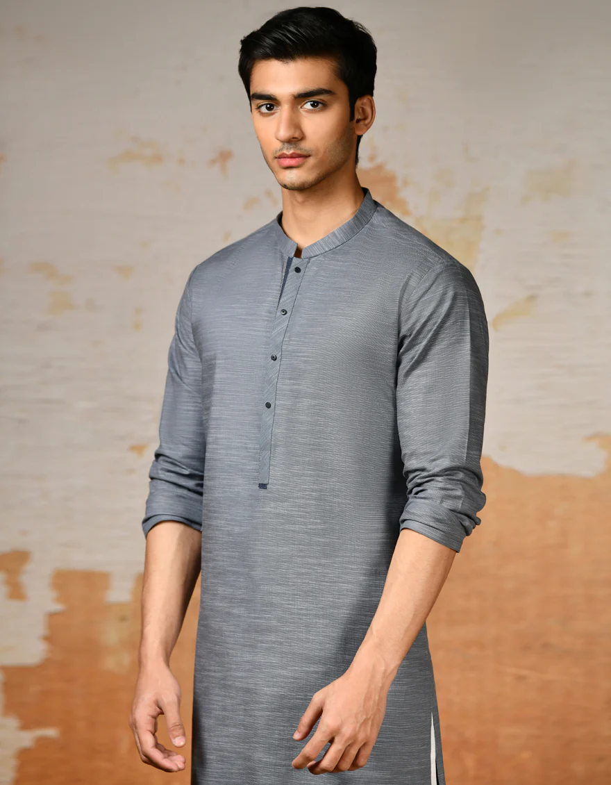 GREY COTTON KURTA | JJK-S-32897/S24/JJ90 - Image 3