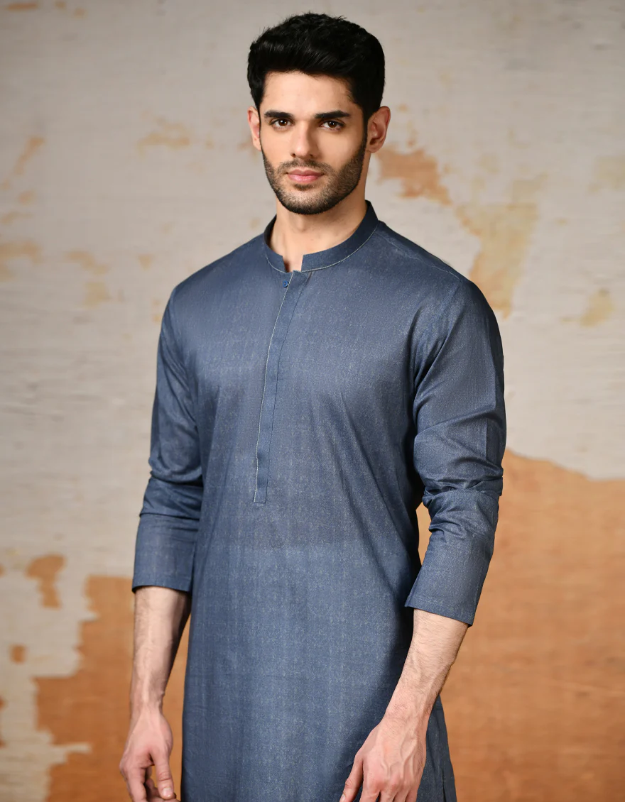 BLUE COTTON KURTA | JJK-S-32902/S24/JJ9212-SF - Image 3