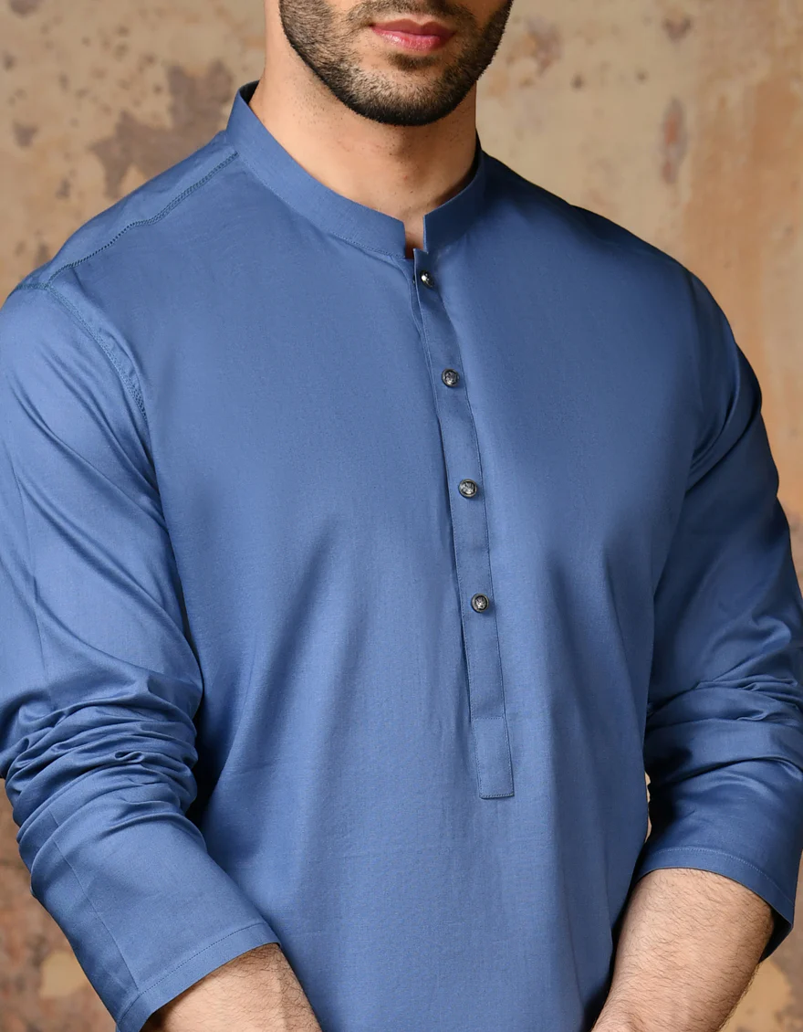 BLUE COTTON KURTA | JJK-S-32911/S24/JJ9213-PN - Image 2