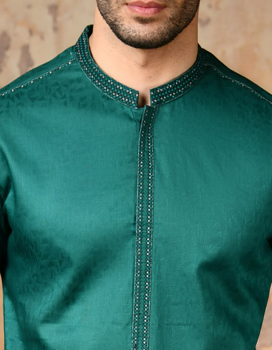 GREEN COTTON KURTA | JJK-S-32913/S24/JJ9232-FL - Image 2