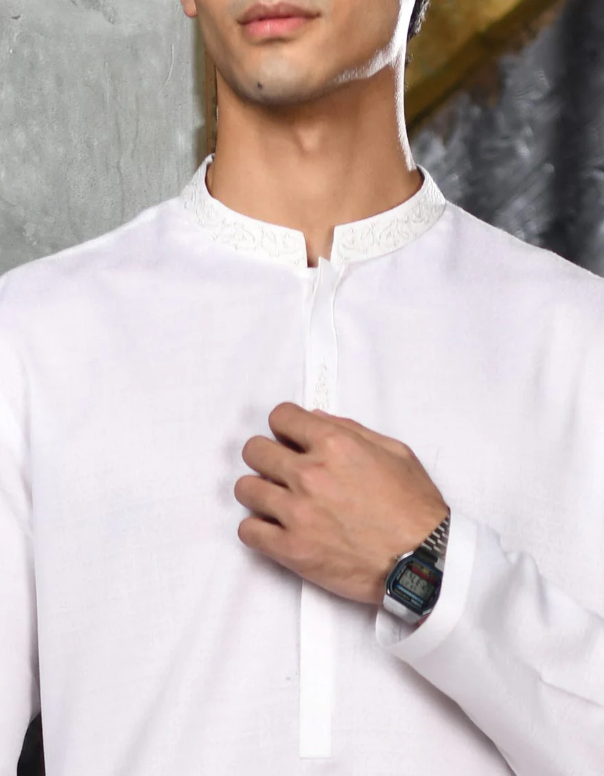 WHITE BLENDED KURTA | JJK-S-32946/S24/JJ9253-SF - Image 2