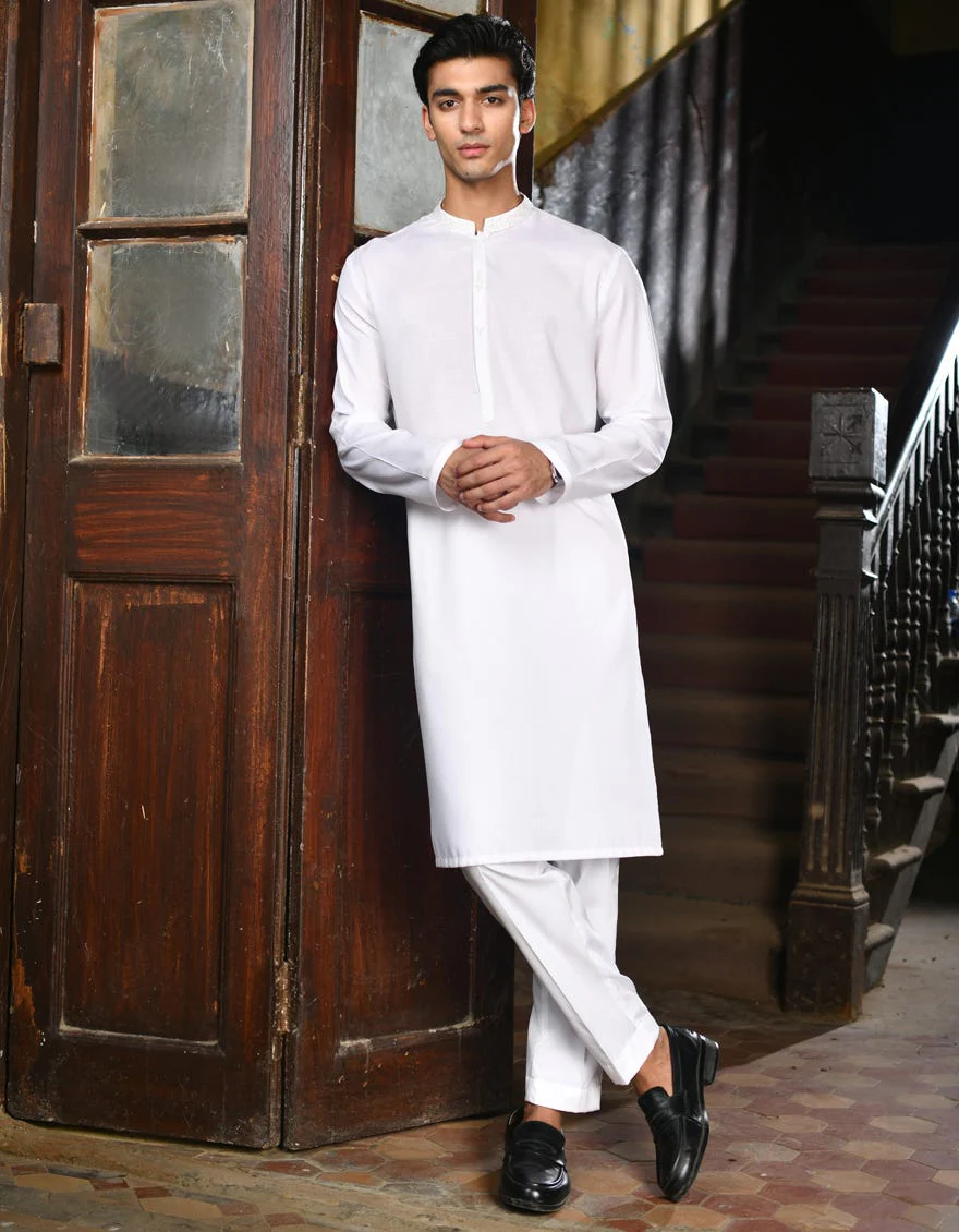 WHITE BLENDED KURTA | JJK-S-32946/S24/JJ9253-SF - Image 3