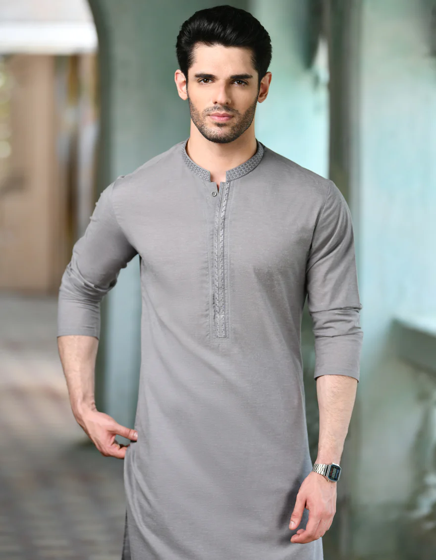 GREY BLENDED KURTA | JJK-S-32951/S24/JJ9303-SF - Image 3