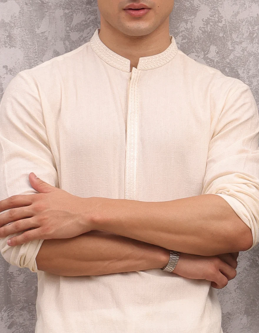 WHITE COTTON KURTA | JJK-S-32970/S24/JJ3306-SF - Image 2
