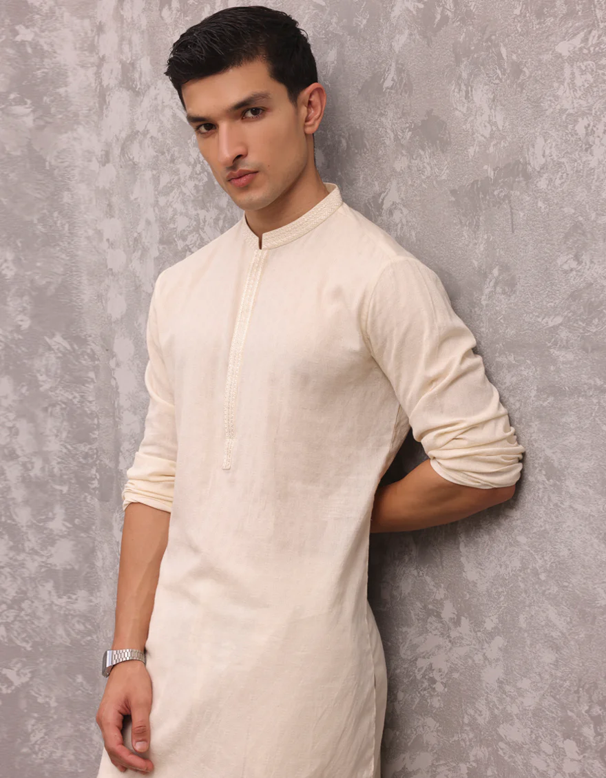 WHITE COTTON KURTA | JJK-S-32970/S24/JJ3306-SF - Image 3