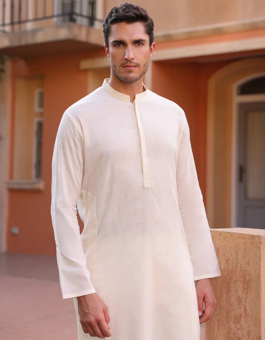 WHITE COTTON KURTA | JJK-S-33061/S25/JJ9220-SF - Image 2
