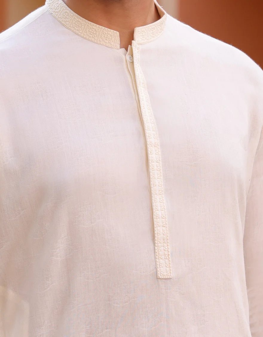 WHITE COTTON KURTA | JJK-S-33061/S25/JJ9220-SF - Image 3