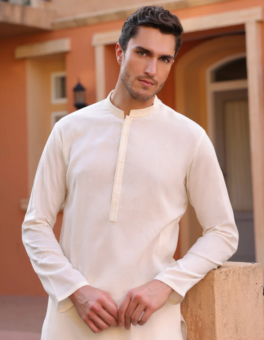 WHITE COTTON KURTA | JJK-S-33061/S25/JJ9220-SF - Image 4