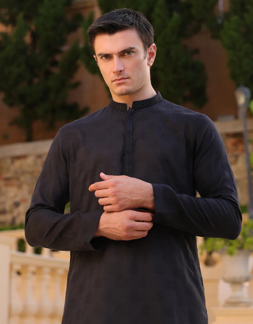BLACK COTTON KURTA | JJK-S-33062/S24/JJ9220-SF - Image 3
