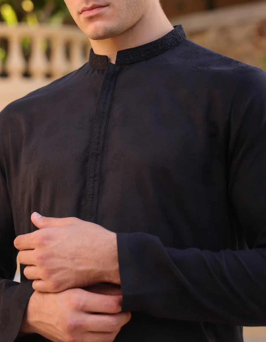 BLACK COTTON KURTA | JJK-S-33062/S24/JJ9220-SF - Image 4