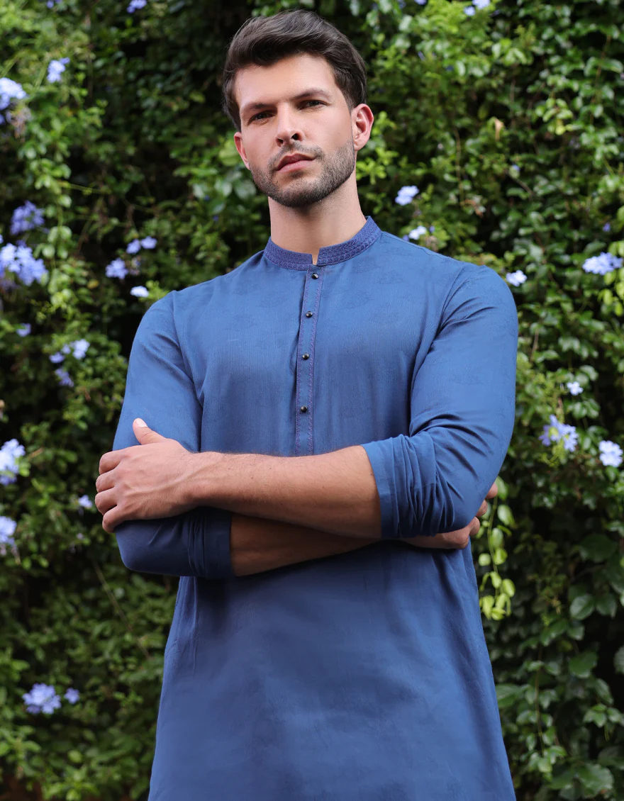 BLUE COTTON KURTA | JJK-S-33063/S25/JJ9220-SF - Image 2