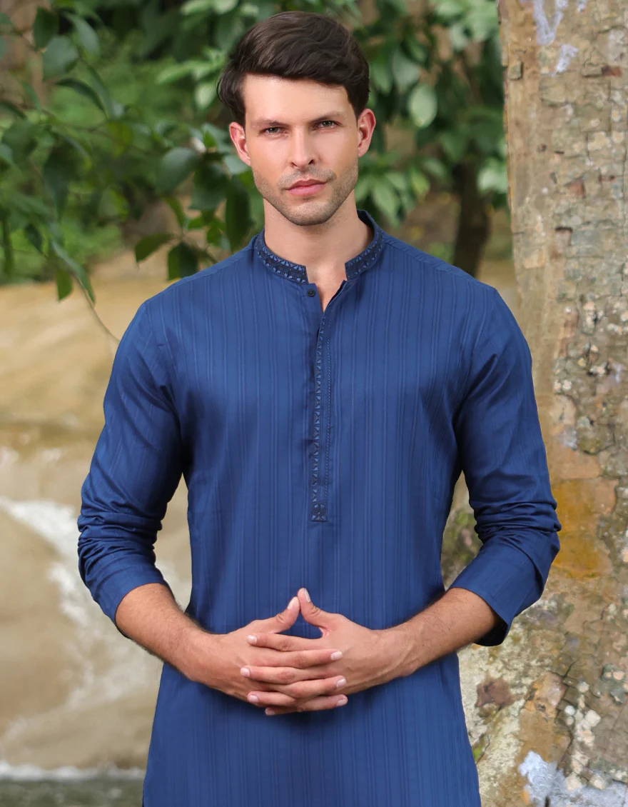 BLUE COTTON KURTA | JJK-S-33065/S25/JJ9500-SF - Image 2