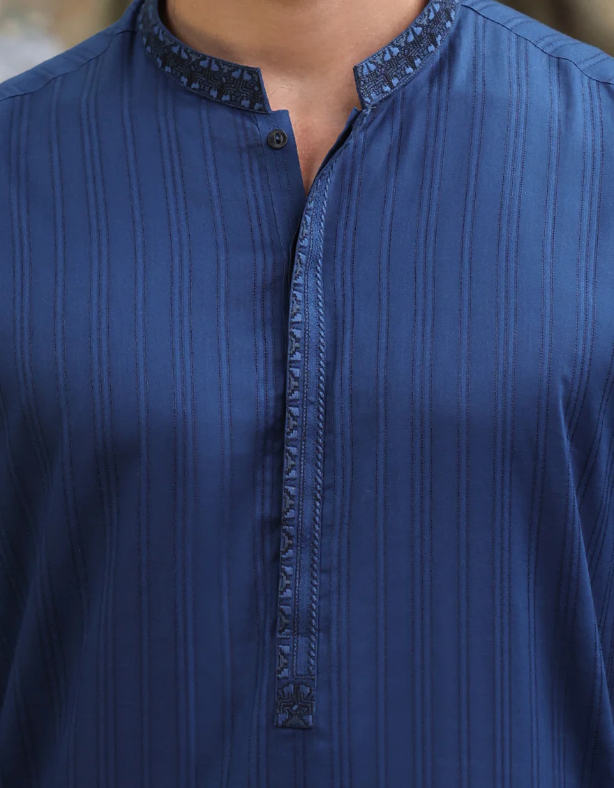 BLUE COTTON KURTA | JJK-S-33065/S25/JJ9500-SF - Image 3