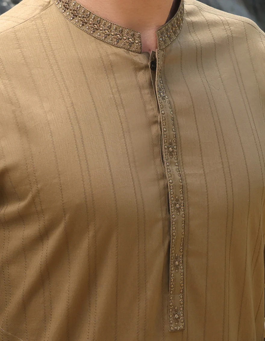 LIGHT BROWN COTTON KURTA | JJK-S-33066/S25/JJ9501-SF - Image 2