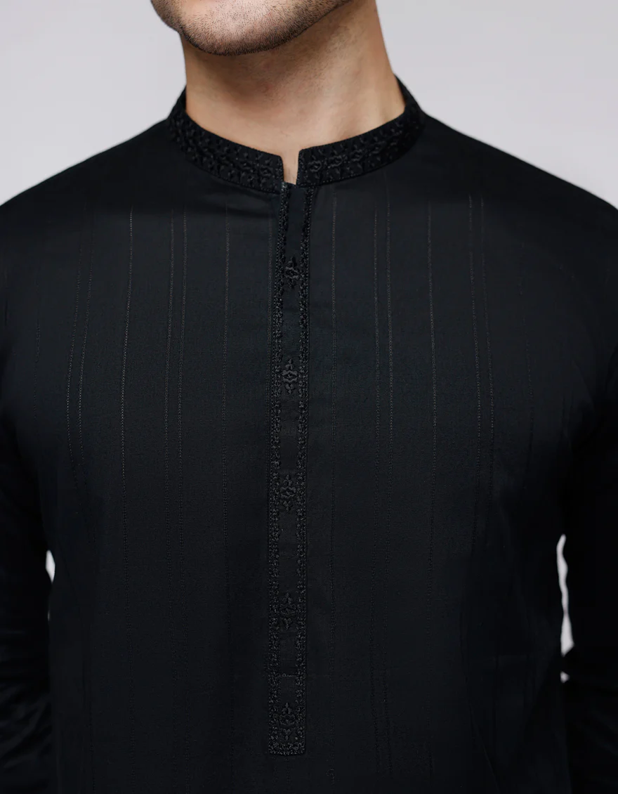 BLACK COTTON KURTA | JJK-S-33067/S25/JJ9501-SF - Image 2