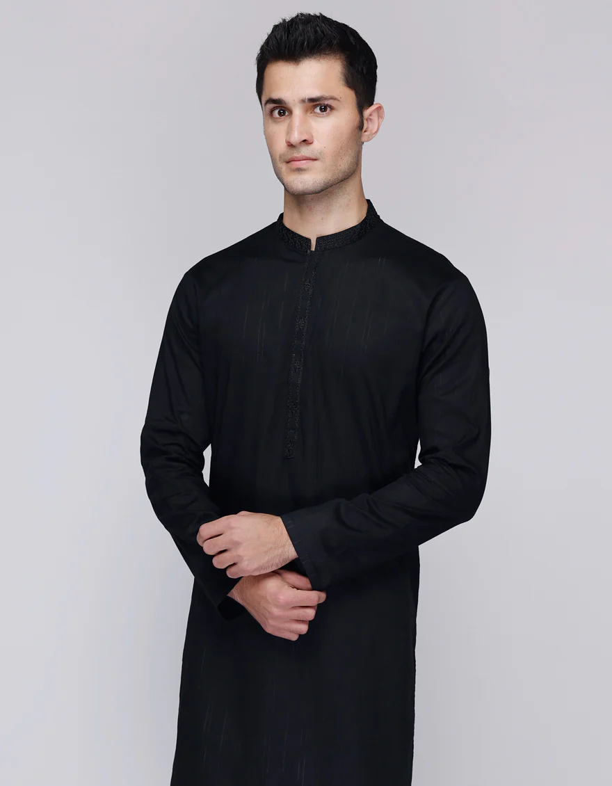 BLACK COTTON KURTA | JJK-S-33067/S25/JJ9501-SF - Image 3