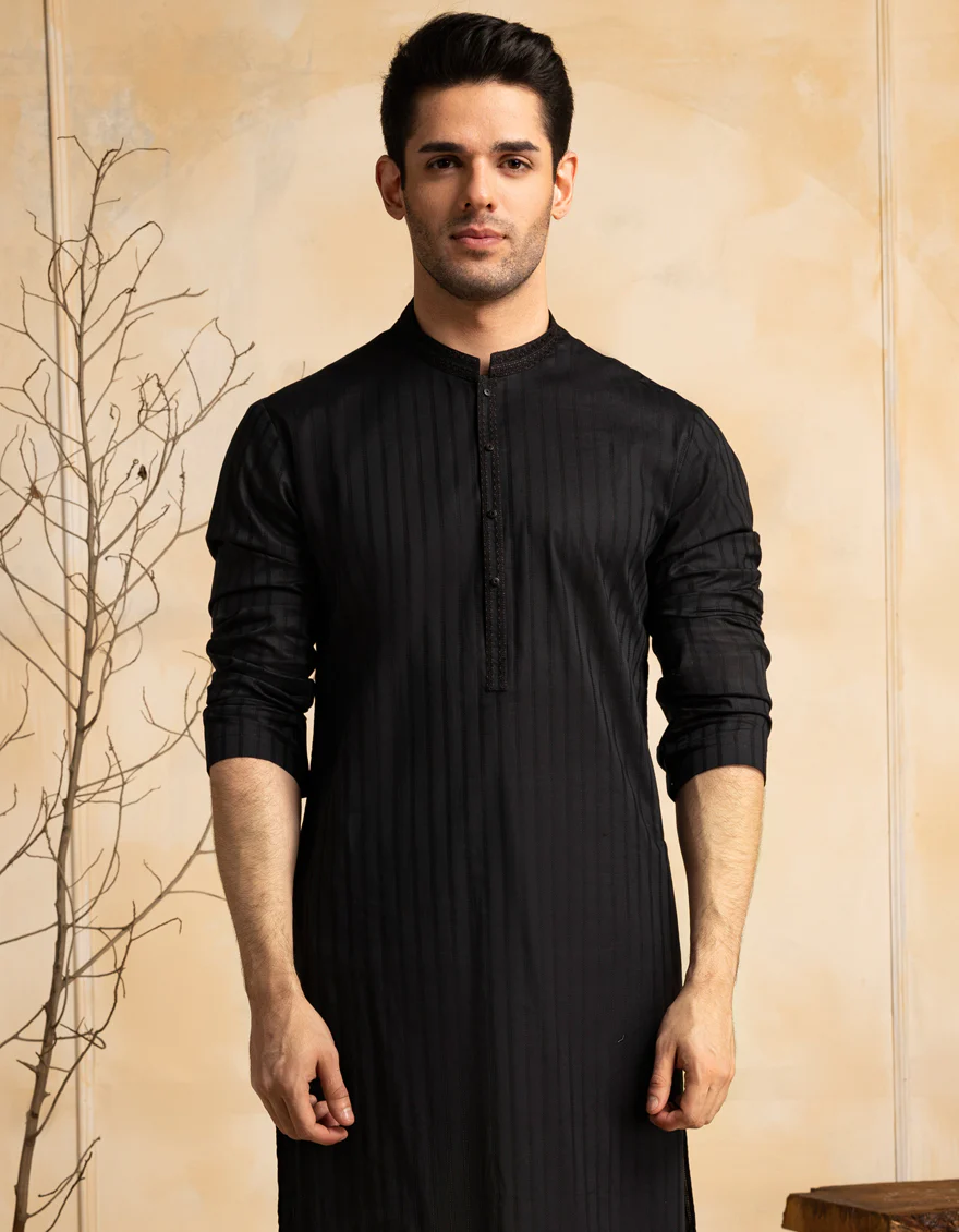 BLACK BLENDED KURTA | JJK-S-33294/S25/JJ99 - Image 2
