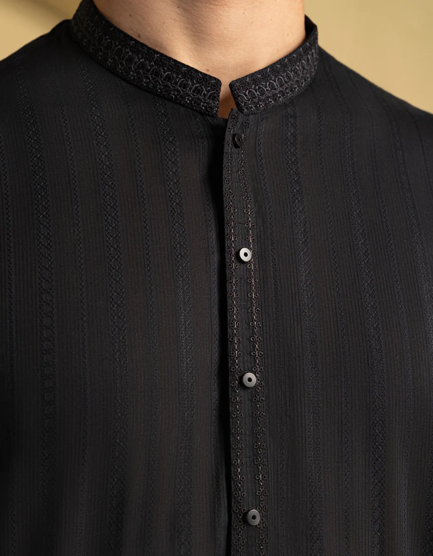 BLACK COTTON KURTA | JJK-S-33296/S25/JJ99 - Image 4