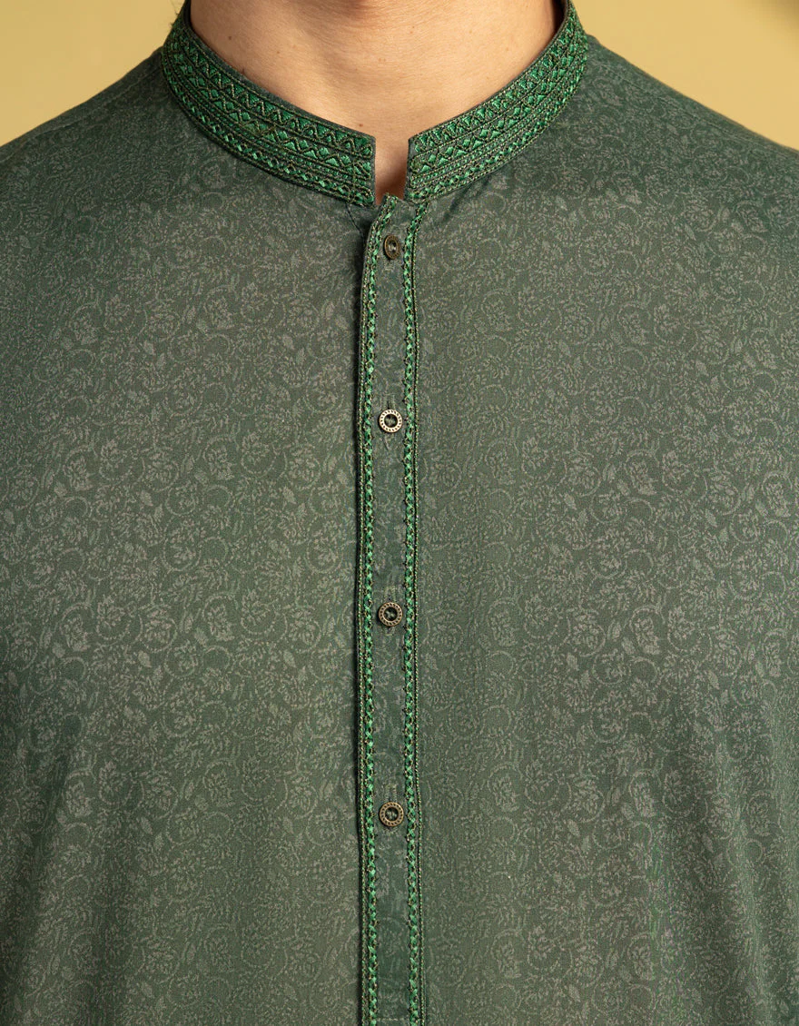GREEN COTTON KURTA | JJK-S-33301/S25/JJ97 - Image 3