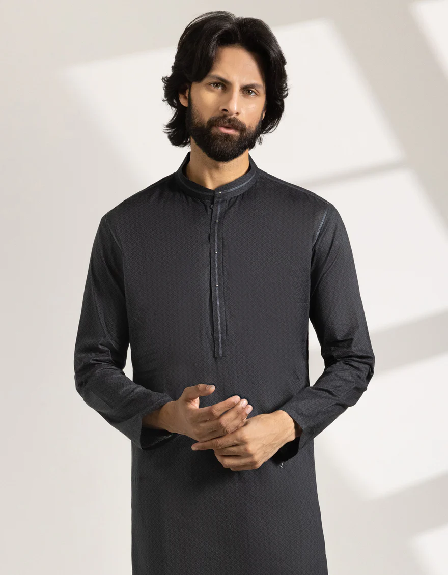 BLACK COTTON KURTA | JJK-S-33464/S25/JJ9776-SF - Image 2