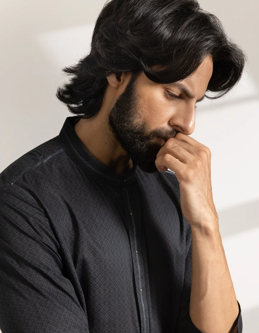 BLACK COTTON KURTA | JJK-S-33464/S25/JJ9776-SF - Image 5