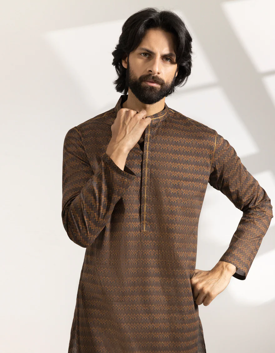 BROWN COTTON KURTA | JJK-S-33466/S25/JJ9776-SF - Image 2