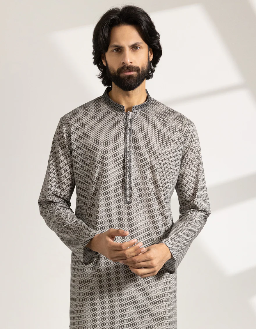 BLACK-WHITE COTTON KURTA | JJK-S-33489/S25/JJ9776-SF - Image 2