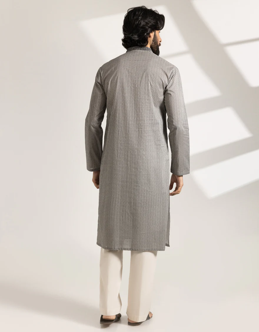 BLACK-WHITE COTTON KURTA | JJK-S-33489/S25/JJ9776-SF - Image 3