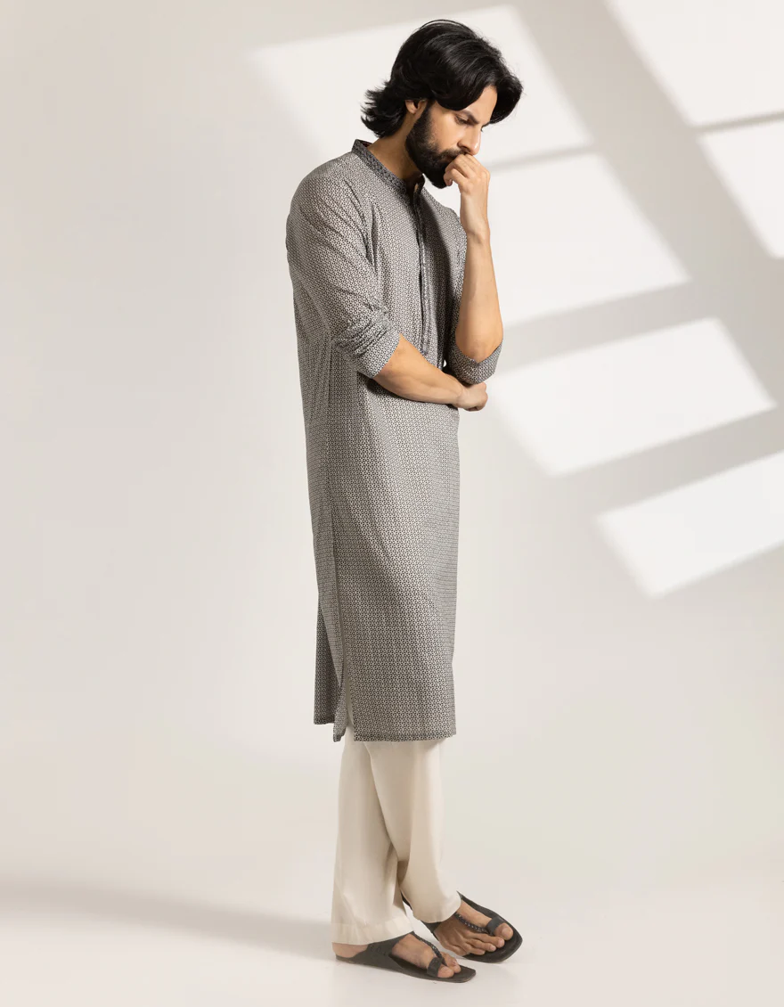 BLACK-WHITE COTTON KURTA | JJK-S-33489/S25/JJ9776-SF - Image 5