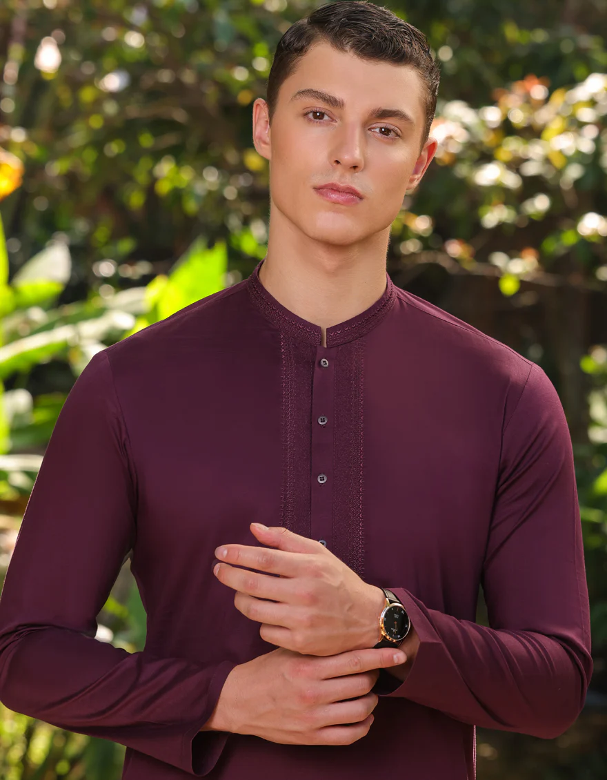 PLUM COTTON KURTA | JJK-S-34619/S24/JJ9213-SF - Image 3