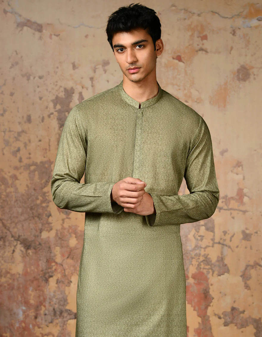 GREEN COTTON KURTA | JJK-S-34633/S24/JJ9212-SF - Image 3