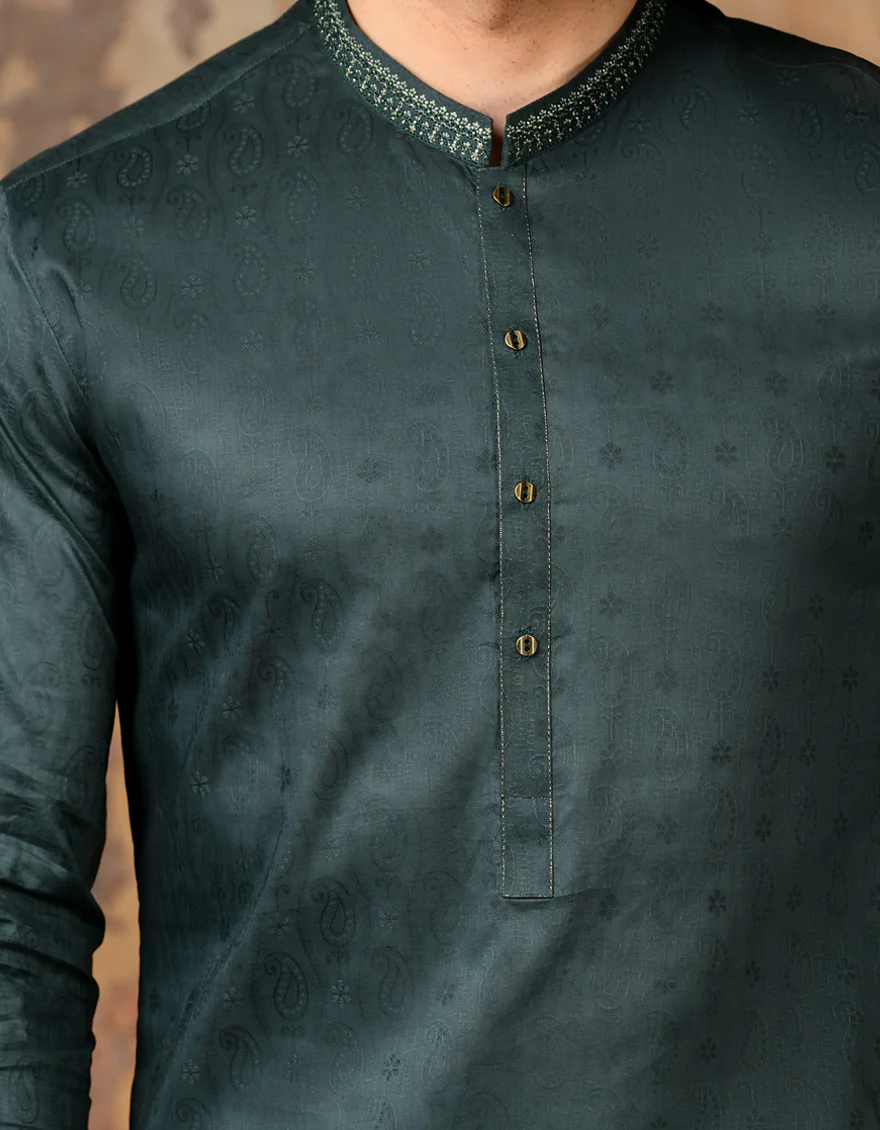 GREEN COTTON KURTA | JJK-S-34668/S24/JJ9233-FL - Image 2